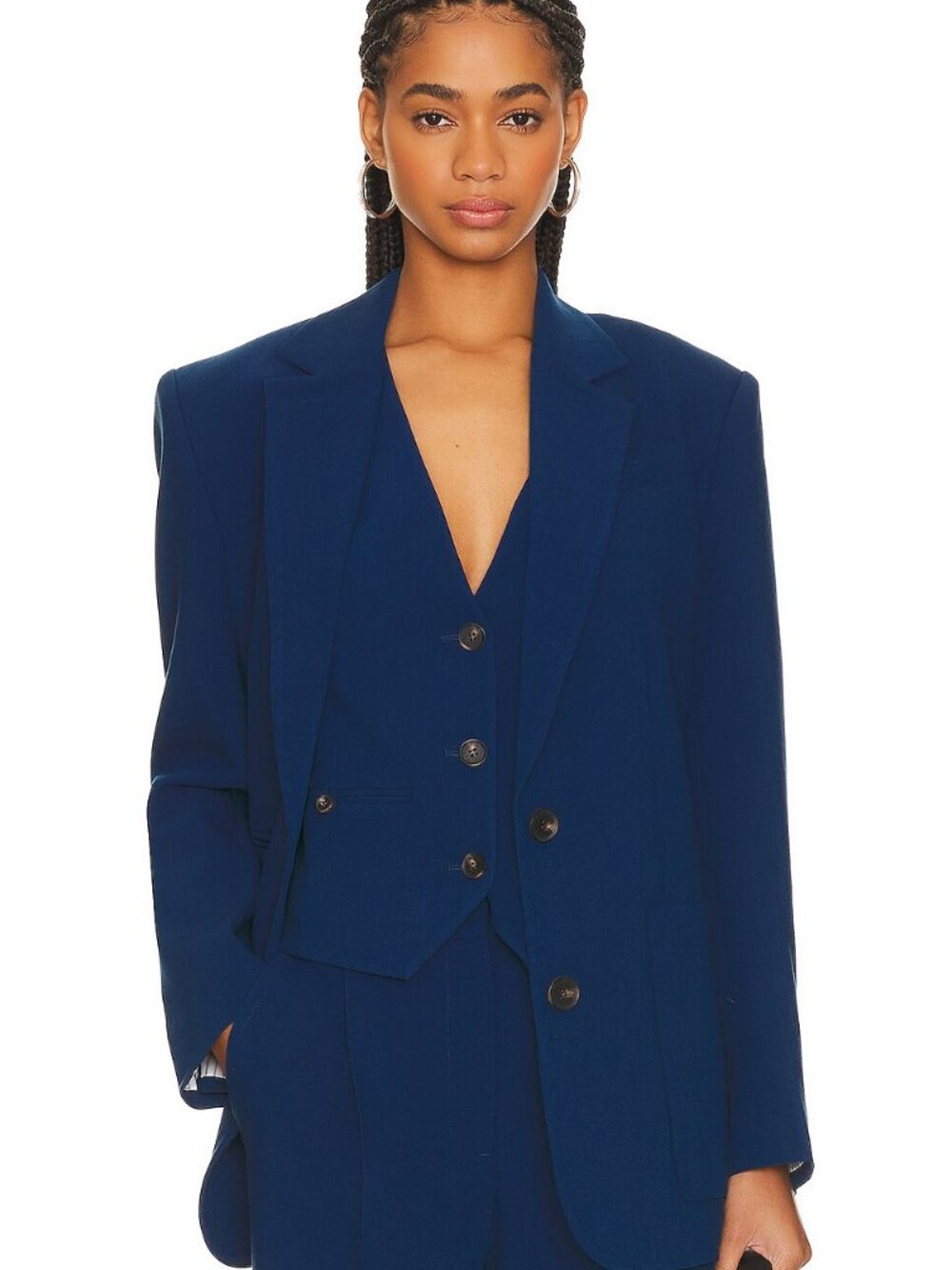 NWT SHONA JOY Irena Patch Pocket Blazer in Ocean Blue Size 4